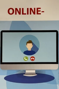 Grafische Darstellung eines Videogesprächs auf einem Computerbildschirm